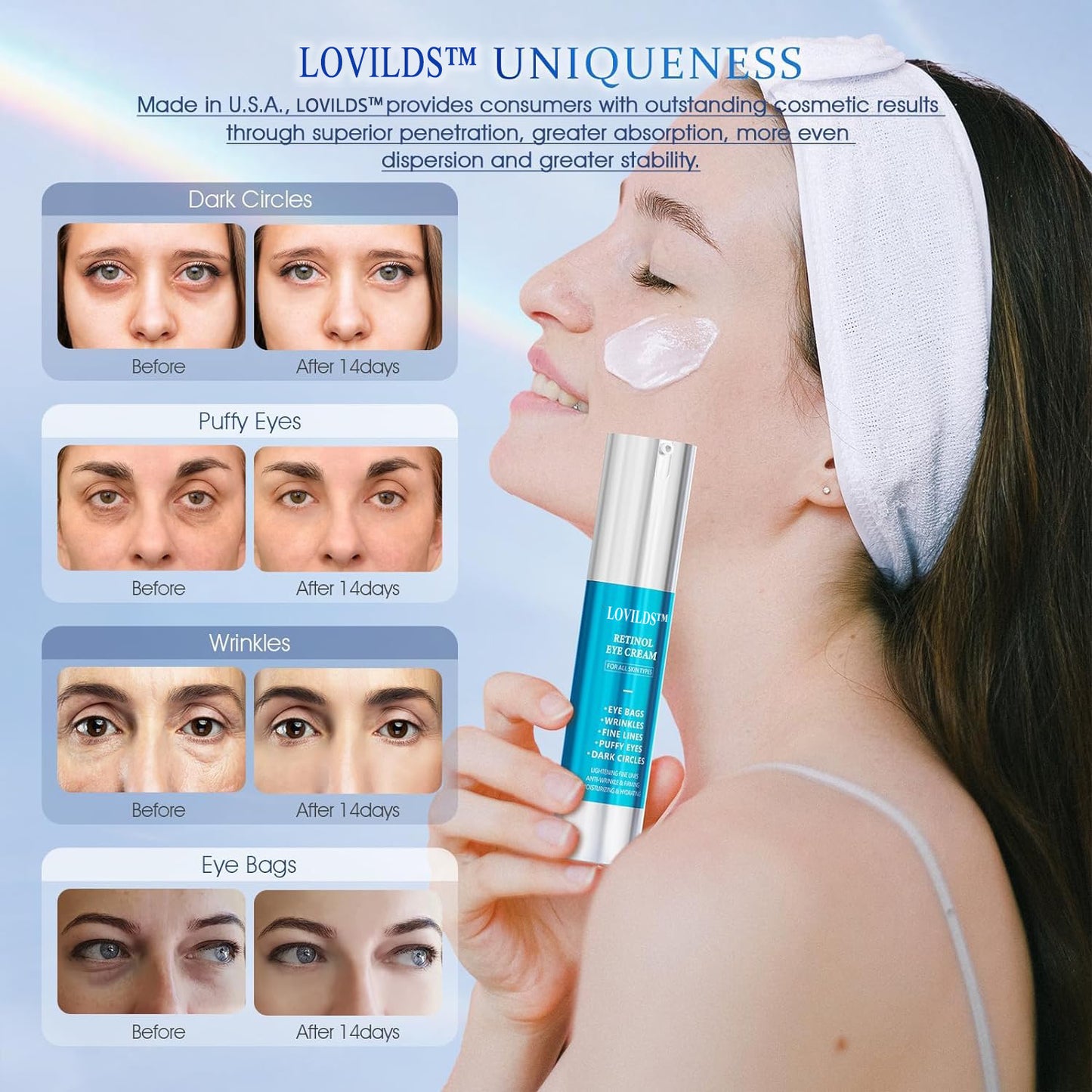 šļø LOVILDS⢠Advanced Retinol Under Eye Cream - Anti-Aging Treatment for Wrinkles, Fine Lines, Eye Bags, Dark Circles and Puffiness