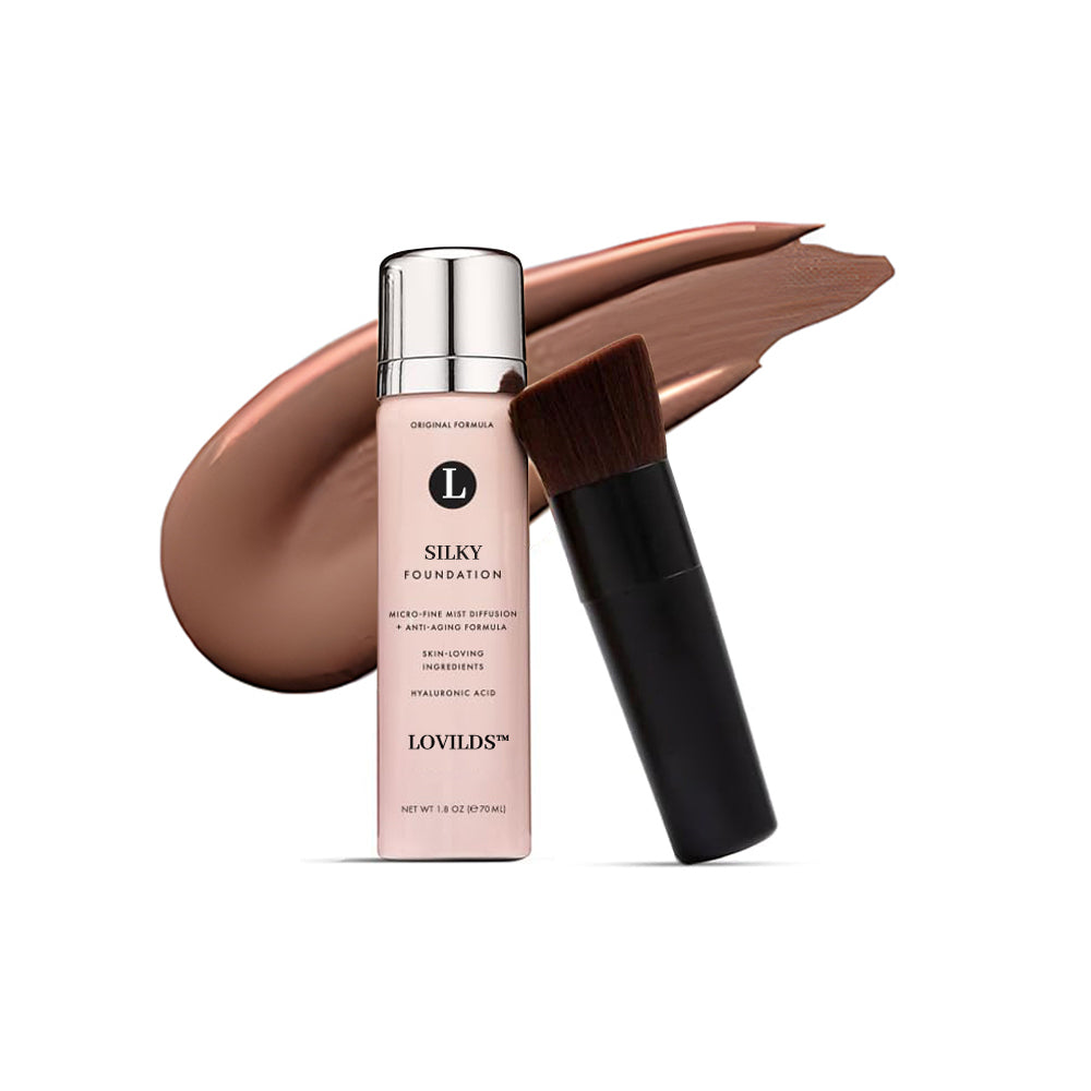 ✨ LOVILDS™ Radiance-Boosting Mineral Lightweight Foundation Set – Includes Silky Foundation and Professional Powder Brush (2-Piece Set)