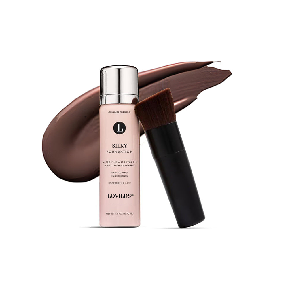 ✨ LOVILDS™ Radiance-Boosting Mineral Lightweight Foundation Set – Includes Silky Foundation and Professional Powder Brush (2-Piece Set)