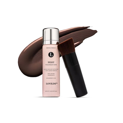 ✨ LOVILDS™ Radiance-Boosting Mineral Lightweight Foundation Set – Includes Silky Foundation and Professional Powder Brush (2-Piece Set)
