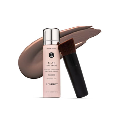 ✨ LOVILDS™ Radiance-Boosting Mineral Lightweight Foundation Set – Includes Silky Foundation and Professional Powder Brush (2-Piece Set)