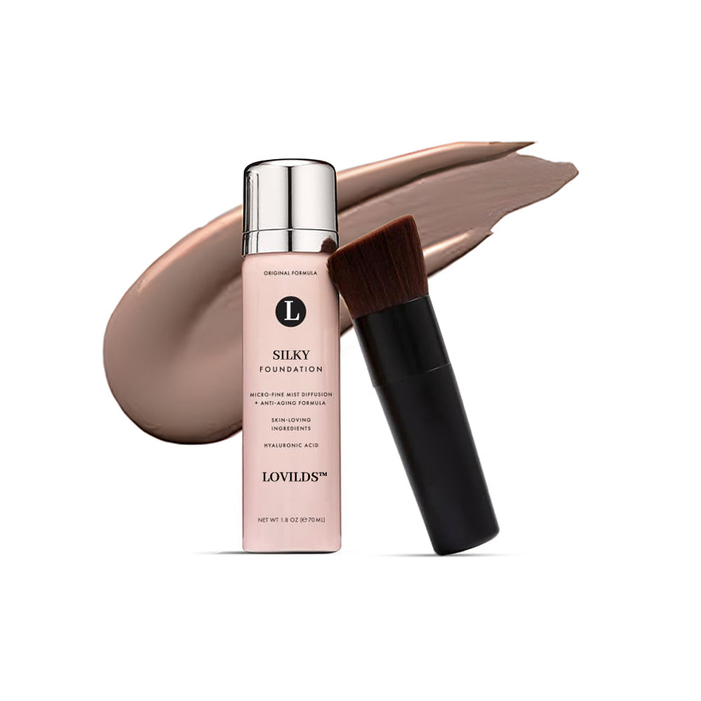 ✨ LOVILDS™ Radiance-Boosting Mineral Lightweight Foundation Set – Includes Silky Foundation and Professional Powder Brush (2-Piece Set)