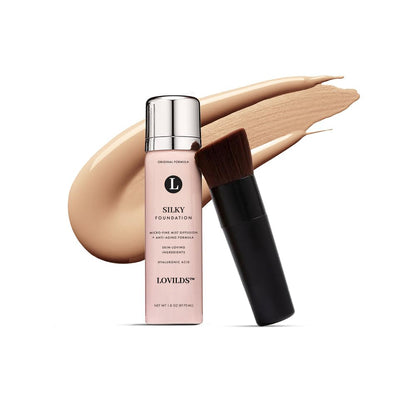 ✨ LOVILDS™ Radiance-Boosting Mineral Lightweight Foundation Set – Includes Silky Foundation and Professional Powder Brush (2-Piece Set)