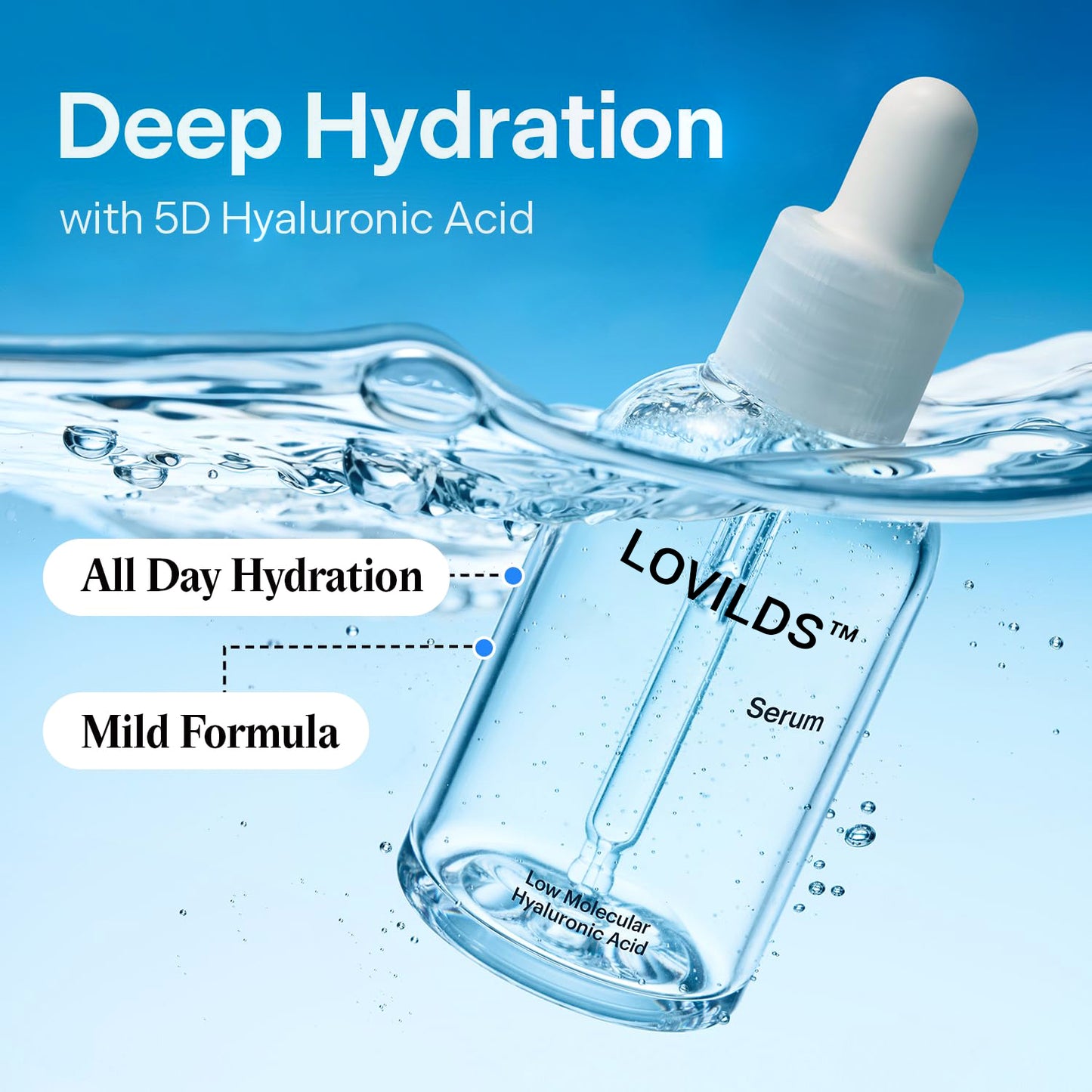 💦 LOVILDS™ Glow-Boosting Hyaluronic Acid Serum 50ml (1.69 fl.oz.) | Deep Hydration with Hyaluronic Acid, Panthenol & Allantoin
