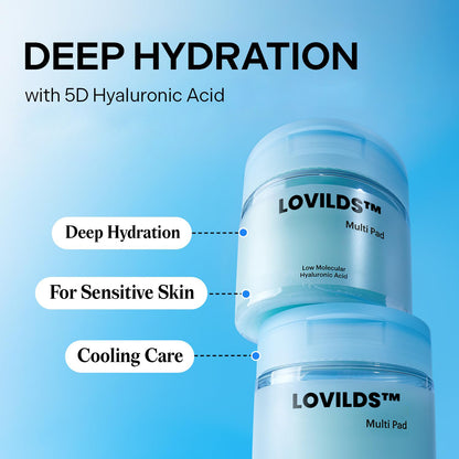💦 LOVILDS™ Multi Pad (80 Sheets) | Hydrating & Soothing Facial Pads | Cooling Spot Mask with Hyaluronic Acid, Panthenol & Allantoin | Deep Moisture & Calming Care