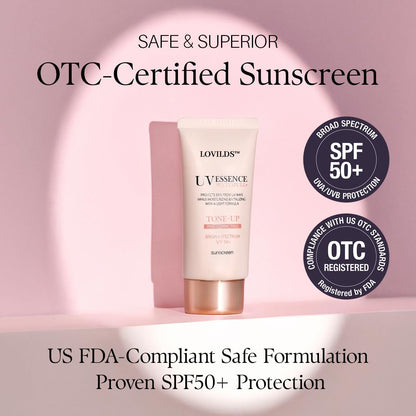 🌞 LOVILDS™ Moisturizing Tone-Up Sunscreen SPF 50+ | Korean Facial Sunscreen Serum · Broad Spectrum UV Protection · Sweat Resistant