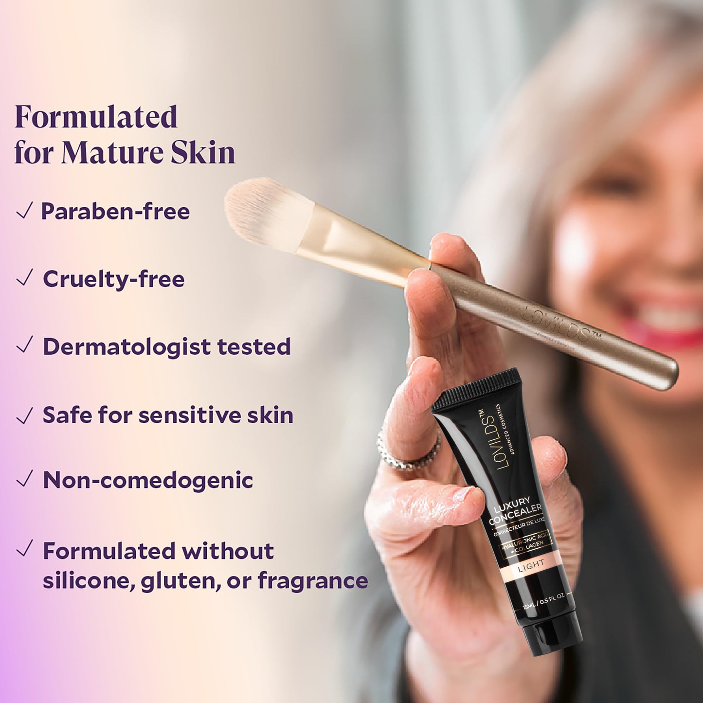🔥Limited Time 50% Off! 🌟 LOVILDS™ Premium Luxury Concealer & Foundation 2-in-1 with Age-Defying Ingredients - Targets Dark Circles, Wrinkles, Fine Lines & Spots, Long-Lasting Wear for Mature Skin